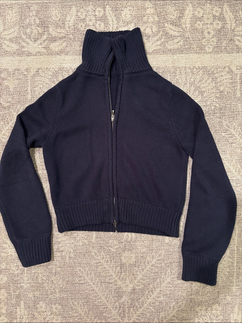 Abercrombie and Fitch funnel neck XXS zip up cardigan in Navy